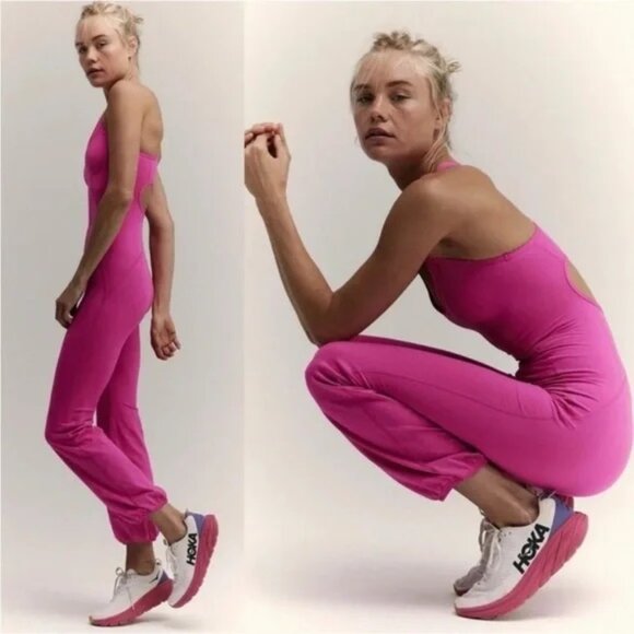NWOT Free People Magenta Lets Bounce Onesie One Piece Jumpsuit- size EXTRA LARGE - Picture 2 of 5